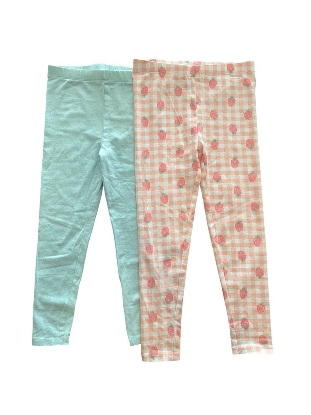 Rococo Set of 2 Checkered Plaid Patterned & Turquoise Cotton Leggings